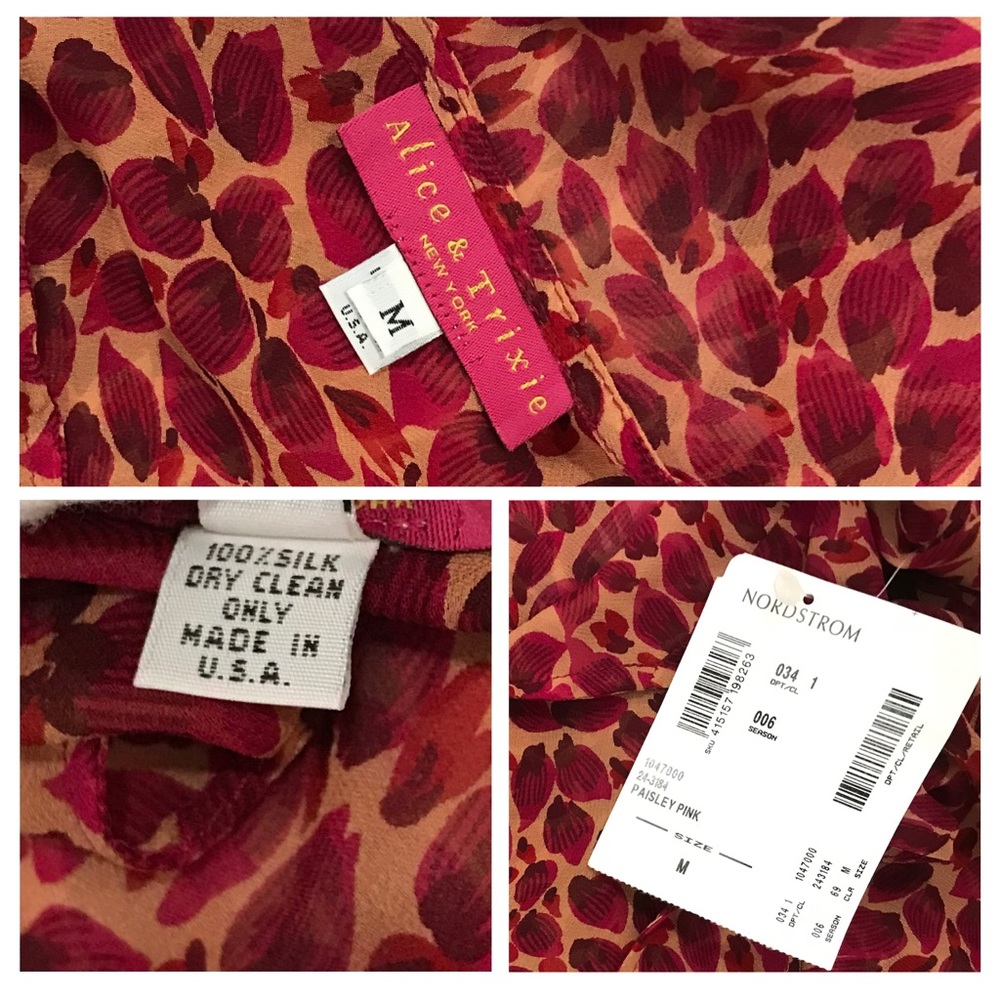 Alice & Trixie New York ❤NEW❤ Medium (M) Silk Tie Neck Blouse - Picture 9 of 10